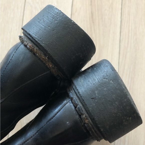 Vintage Destroy Platform Chunky Heel Leather Boots US Size 5.5 - Picture 6 of 14